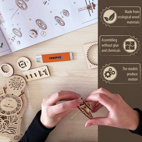 3D Wooden Puzzle, Magic Clock, DIY Model Kit